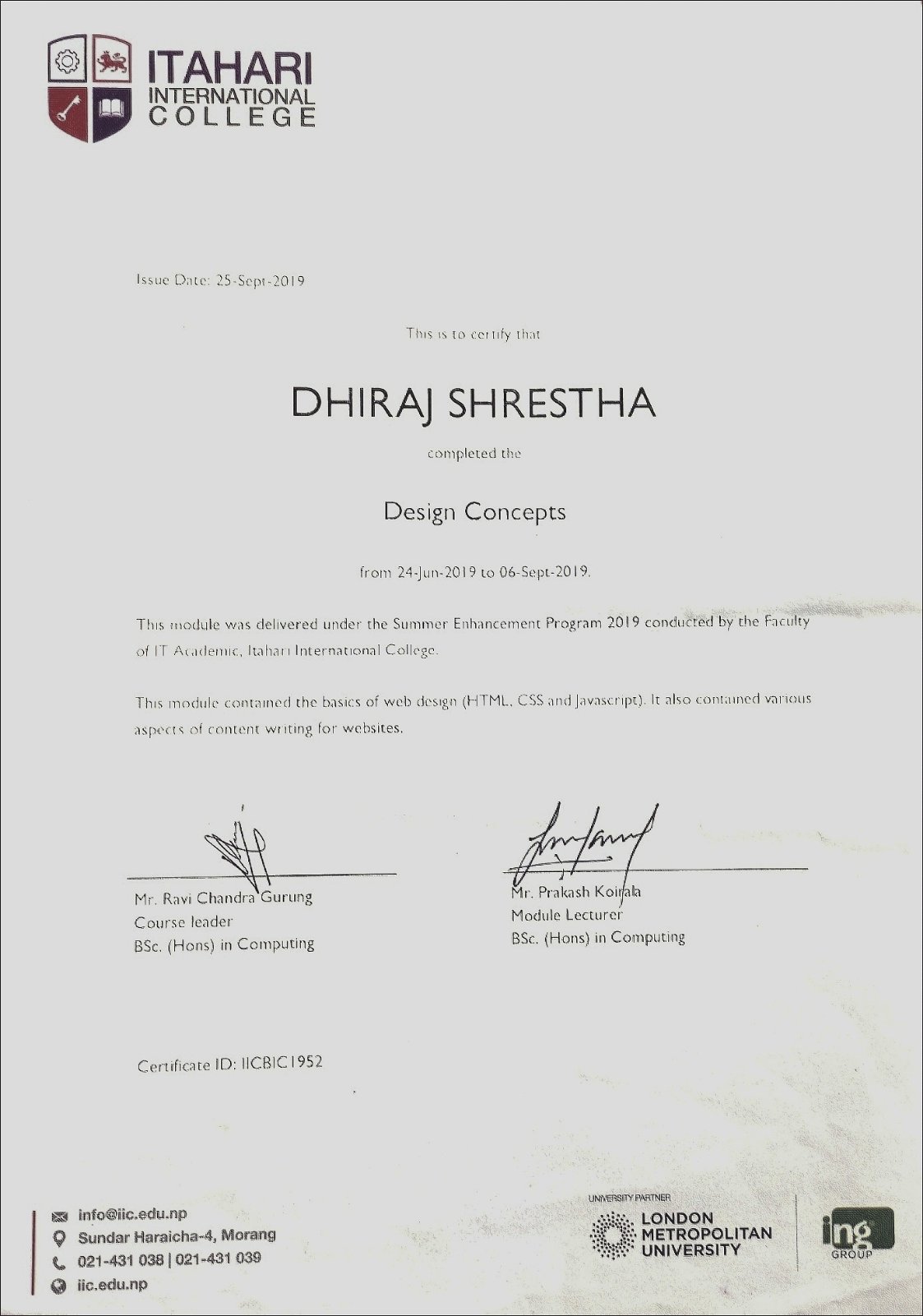 Certificate